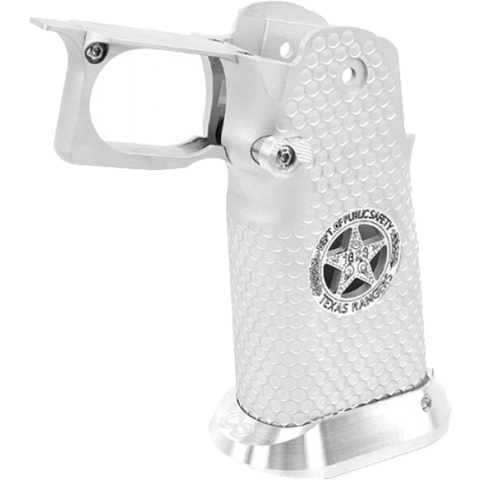 Airsoft Masterpiece Aluminum Grip for Hi-Capa Airsoft Pistols Texas Rangers Type 5 - SILVER