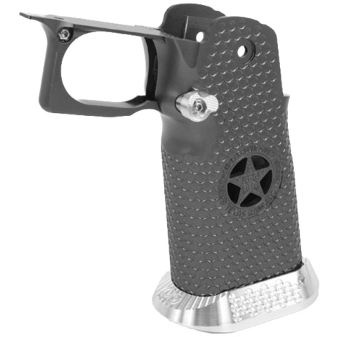 Airsoft Masterpiece Aluminum Grip for Hi-Capa Airsoft Pistols Texas Rangers Type 5 - TITANIUM GRAY