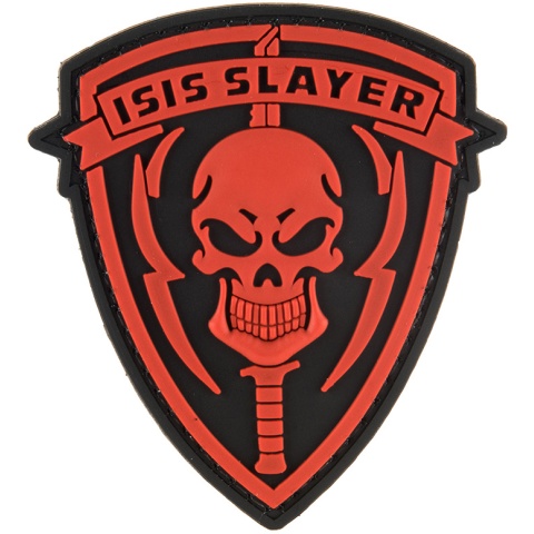 G-Force ISIS SLAYER Knife and Skull PVC Morale Patch - RED