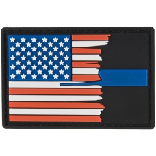 G-Force Subdued Tattered US Flag Thin Blue Line PVC Morale Patch