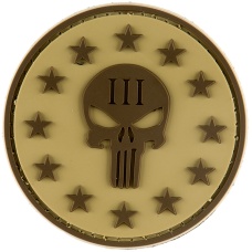 G-Force Punisher Three Percenter Round PVC Morale Patch - TAN