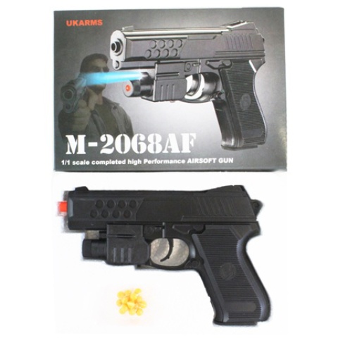 UK Arms P2068AF Spring-Powered Airsoft Pistol (Color: Black)