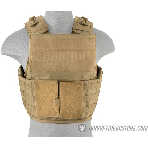 Lancer Tactical Battle 1000D Nylon MOLLE Plate Carrier - TAN