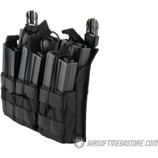 Lancer Tactical Adaptive Hook and Loop Triple Dual Mag Pouch - BLACK