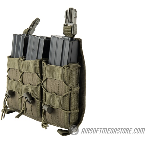 Lancer Tactical Adaptive Hook and Loop Triple AR Mag Pouch - OD GREEN