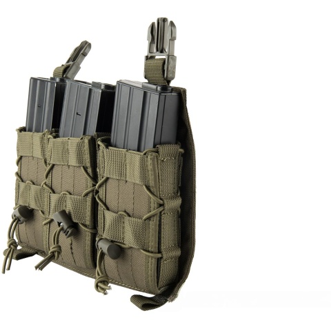 Lancer Tactical Adaptive Hook and Loop Triple AR Mag Pouch - OD GREEN
