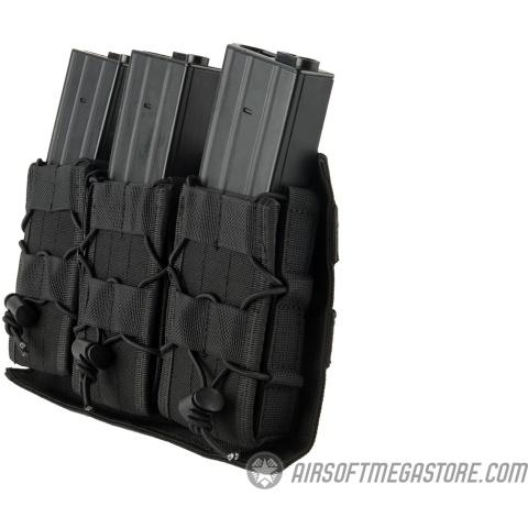 Lancer Tactical 1000D Nylon MOLLE Triple AR Mag Pouch - BLACK