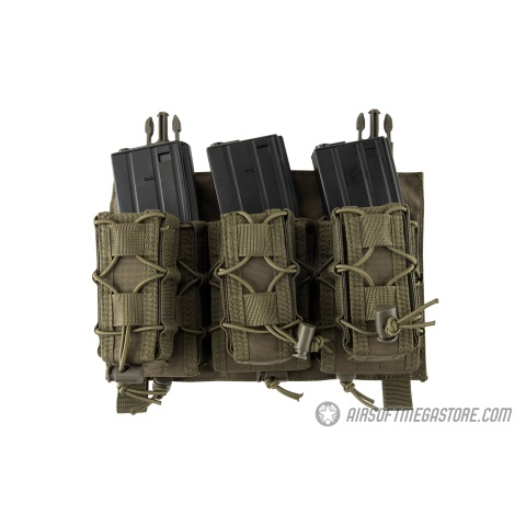 Lancer Tactical Adaptive Hook and Loop Triple M4/Pistol Mag Pouch - OD GREEN