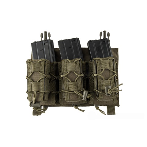 Lancer Tactical Adaptive Hook and Loop Triple M4/Pistol Mag Pouch - OD GREEN