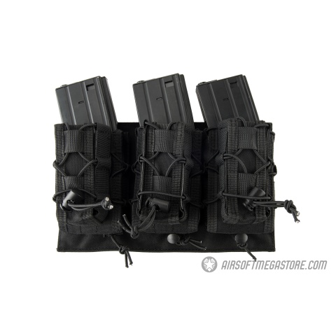 Lancer Tactical 1000D Nylon MOLLE 2-in-1 Triple M4/Pistol Mag Pouch - BLACK