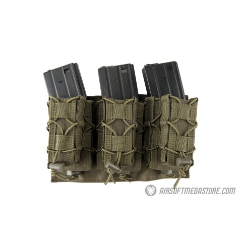 Lancer Tactical 1000D Nylon MOLLE 2-in-1 Triple M4/Pistol Mag Pouch - OD GREEN