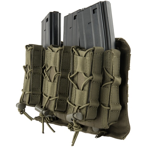 Lancer Tactical 1000D Nylon MOLLE 2-in-1 Triple M4/Pistol Mag Pouch - OD GREEN