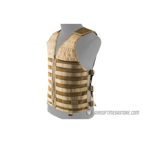 Lancer Tactical Breathable MOLLE/PALS Adjustable Mesh Vest - TAN