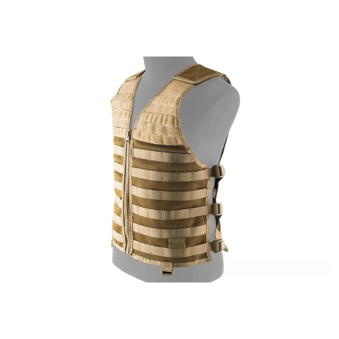 Lancer Tactical Breathable MOLLE/PALS Adjustable Mesh Vest - TAN