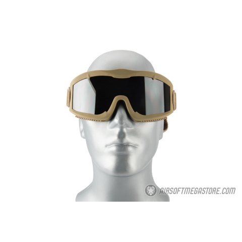 Lancer Tactical AERO Protective Tan Airsoft Goggles - SMOKE LENS