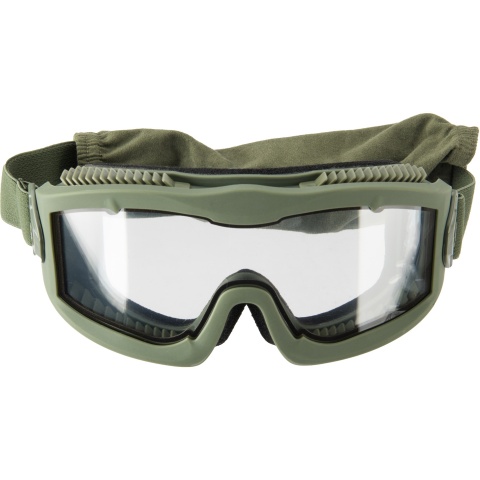 Lancer Tactical AERO Protective OD Green Airsoft Goggles - CLEAR LENS