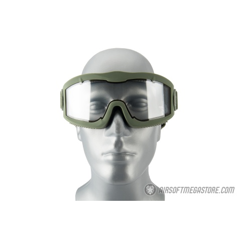 Lancer Tactical AERO Protective OD Green Airsoft Goggles - CLEAR LENS