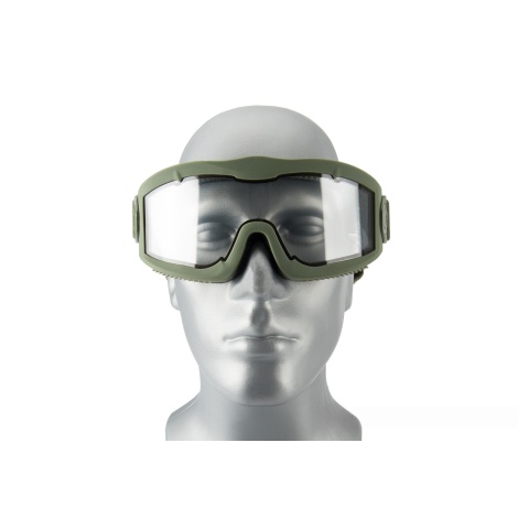 Lancer Tactical AERO Protective OD Green Airsoft Goggles - CLEAR LENS