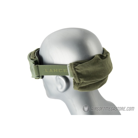 Lancer Tactical AERO Protective OD Green Airsoft Goggles - CLEAR LENS