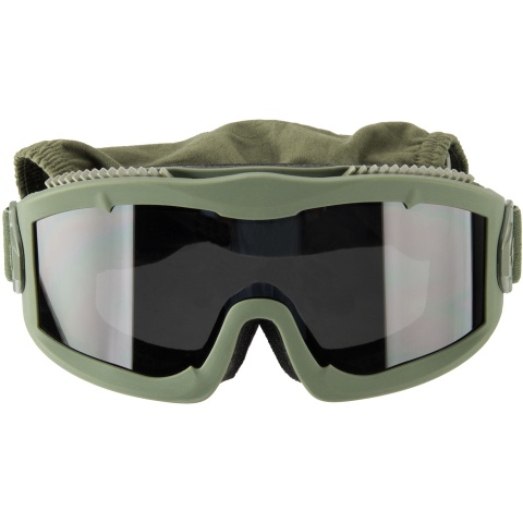 Lancer Tactical AERO Protective OD Green Airsoft Goggles - SMOKE/YELLOW/CLEAR LENS