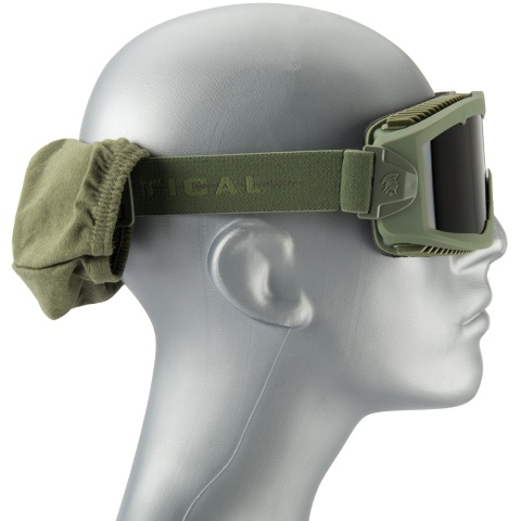 Lancer Tactical AERO Protective OD Green Airsoft Goggles - SMOKE/YELLOW/CLEAR LENS