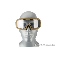 Lancer Tactical AERO Protective Tan Airsoft Goggles - CLEAR LENS