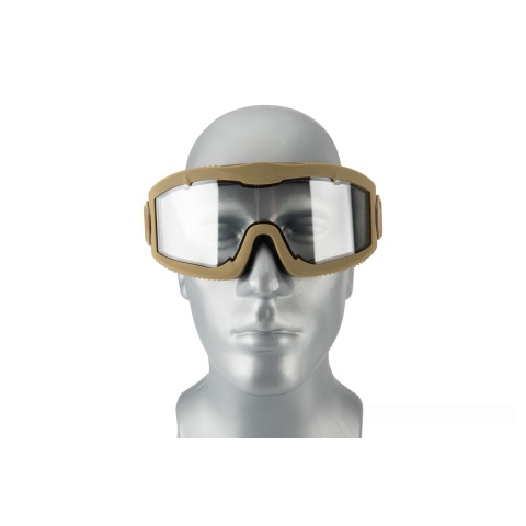 Lancer Tactical AERO Protective Tan Airsoft Goggles - CLEAR LENS