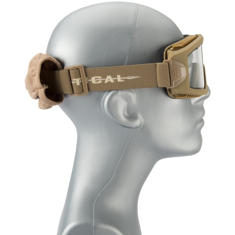Lancer Tactical AERO Protective Tan Airsoft Goggles - CLEAR LENS