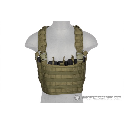 Lancer Tactical Airsoft 1000D Nylon Lightweight MOLLE Chest Rig - OD GREEN