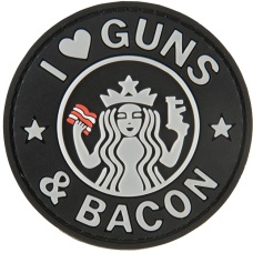G-Force I Love Guns and Bacon PVC Morale Patch - BLACK / WHITE