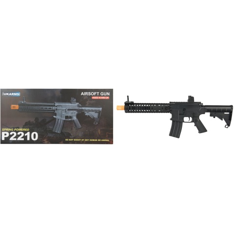 UK Arms P2210 Quad RIS M4 Spring Rifle w/ Grip Covers - BLACK