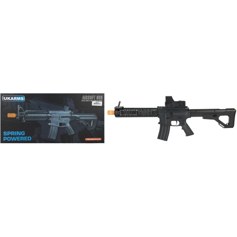 UK Arms P2214 Quad RIS M4 Spring Rifle w/ Adjustable Stock - BLACK