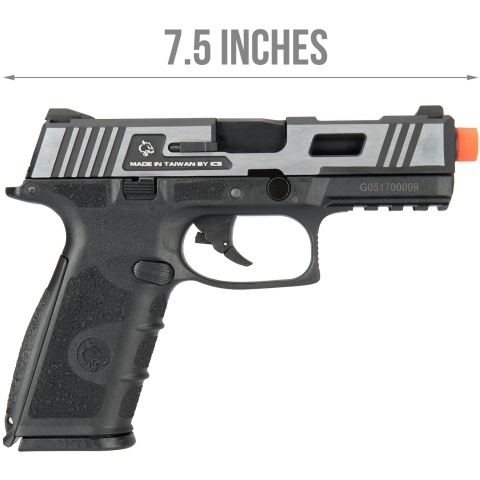 ICS XFG Hairline Gas Blowback Airsoft Pistol - BLACK/SILVER