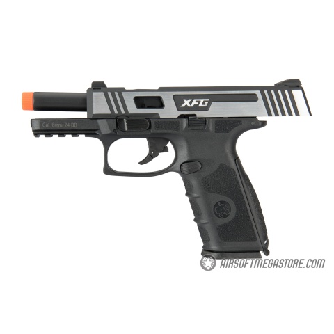 ICS XFG Hairline Gas Blowback Airsoft Pistol - BLACK/SILVER