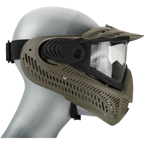 AMA Full Face Airsoft Mask w/ A Full Adjustable Strap - OD GREEN