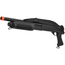 Lancer Tactical Airsoft Shotgun Short Barrel Tri-Burst w/ Folding Stock - BLACK