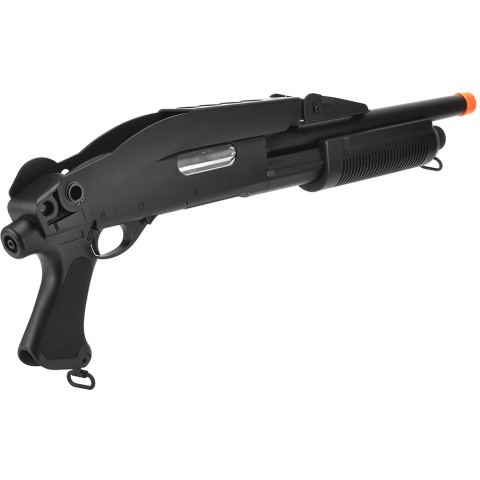 Lancer Tactical Airsoft Shotgun Short Barrel Tri-Burst w/ Folding Stock - BLACK
