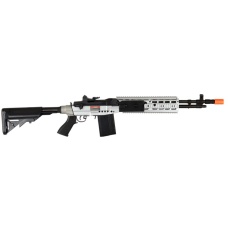 Lancer Tactical Full Metal M14 EBR AEG DMR Sniper Rifle - SILVER
