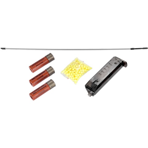Lancer Tactical Long M870 Shell Loading Tri-Shot Airsoft Shotgun - BLACK