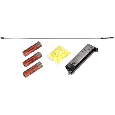 Lancer Tactical Full Metal M870 Shell Loading Tri-Shot Airsoft Shotgun - BLACK