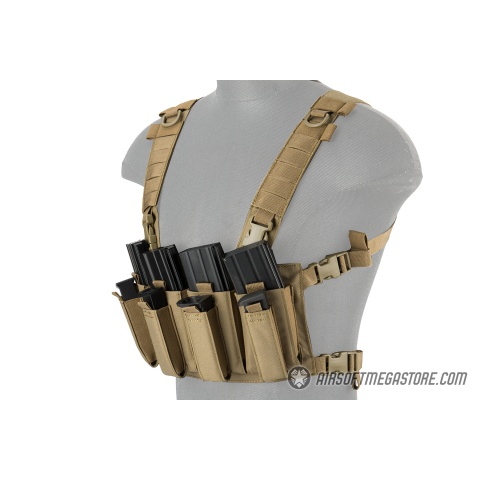 Lancer Tactical 1000D Nylon Quad M4 and Pistol Mag Chest Rig - TAN