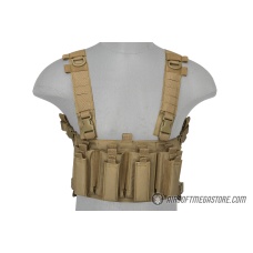 Lancer Tactical 1000D Nylon Quad M4 and Pistol Mag Chest Rig - TAN