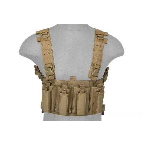 Lancer Tactical 1000D Nylon Quad M4 and Pistol Mag Chest Rig - TAN