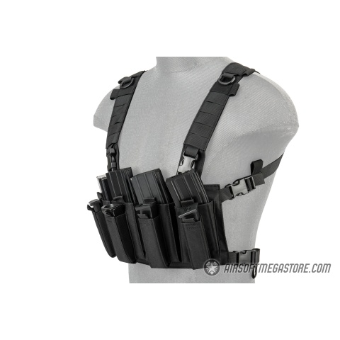 Lancer Tactical 1000D Nylon Quad M4 and Pistol Mag Chest Rig - BLACK