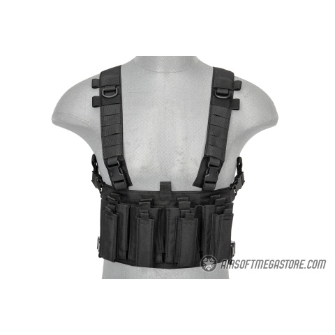 Lancer Tactical 1000D Nylon Quad M4 and Pistol Mag Chest Rig - BLACK