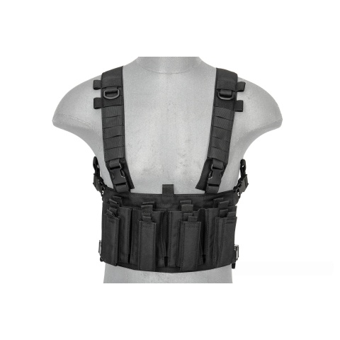 Lancer Tactical 1000D Nylon Quad M4 and Pistol Mag Chest Rig - BLACK