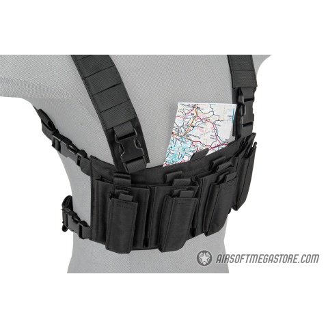 Lancer Tactical 1000D Nylon Quad M4 and Pistol Mag Chest Rig - BLACK