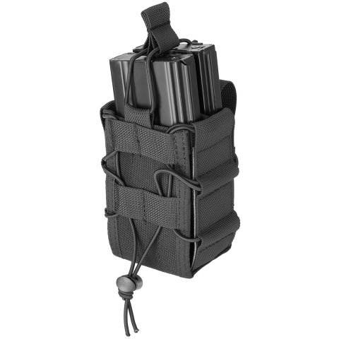 Lancer Tactical 1000D Nylon MOLLE Bungee Double Mag Pouch - BLACK