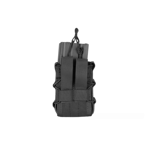 Lancer Tactical 1000D Nylon MOLLE Bungee Double Mag Pouch - BLACK