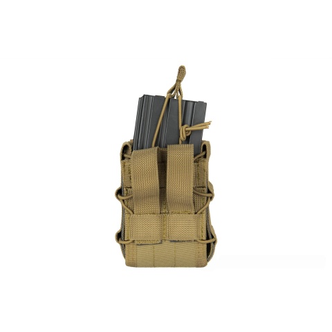 Lancer Tactical 1000D Nylon MOLLE Bungee Double Mag Pouch - TAN